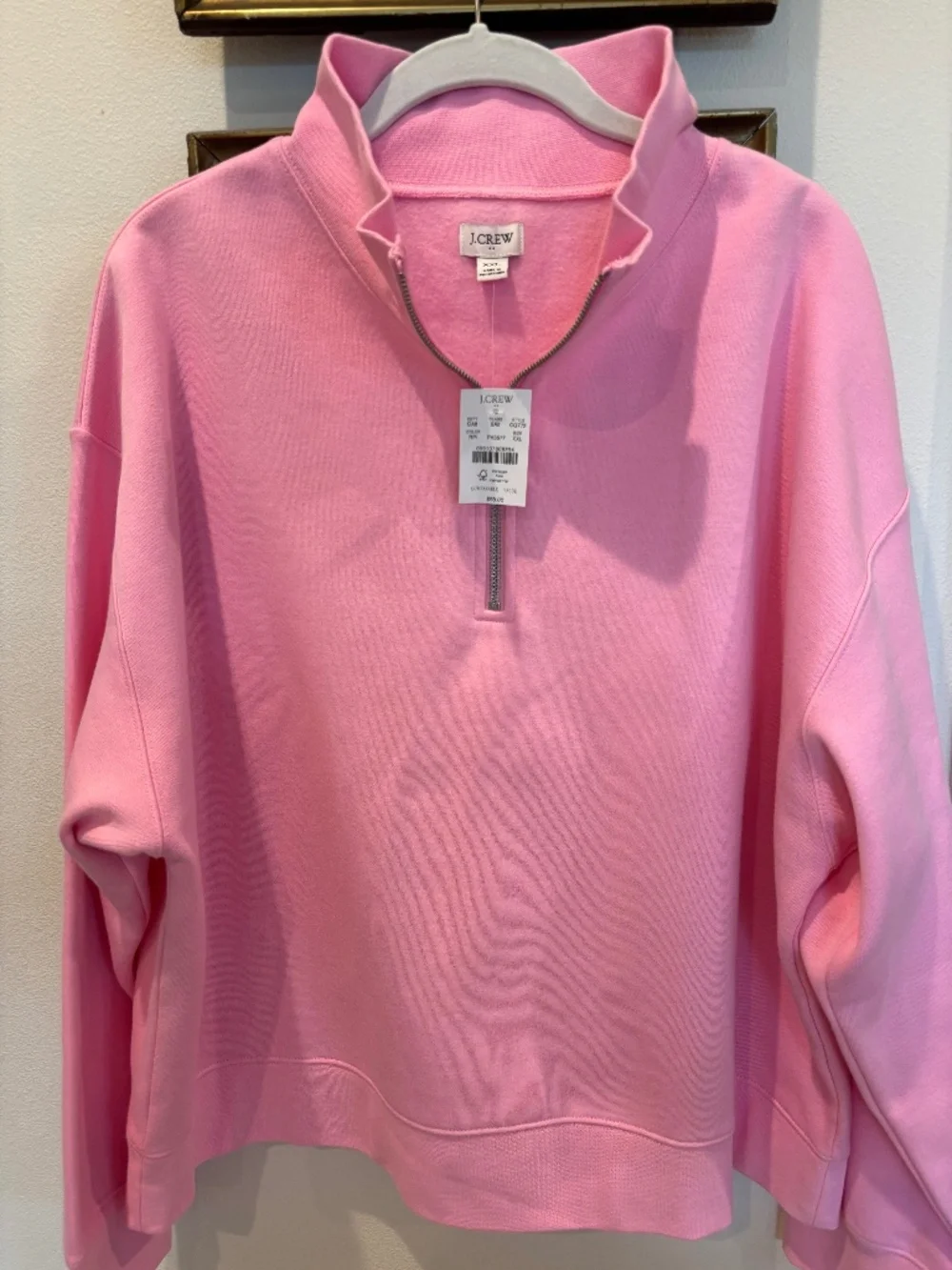 J. Crew Pink Quarter Zip Sweatshirt XXL